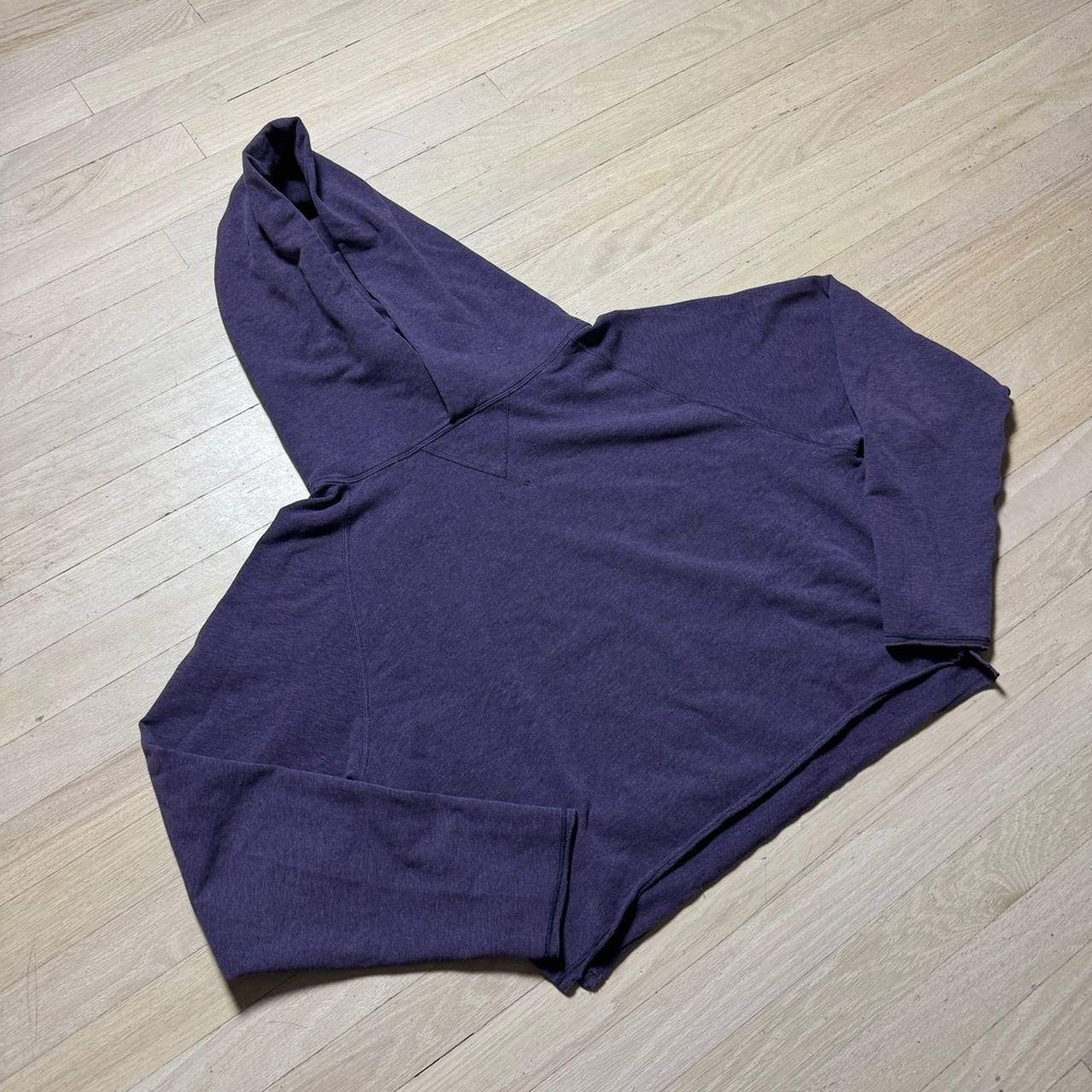 Lululemon Cropped Hoodie Purple Heathered Raglan Sleeve Raw Hem Sweatshirt